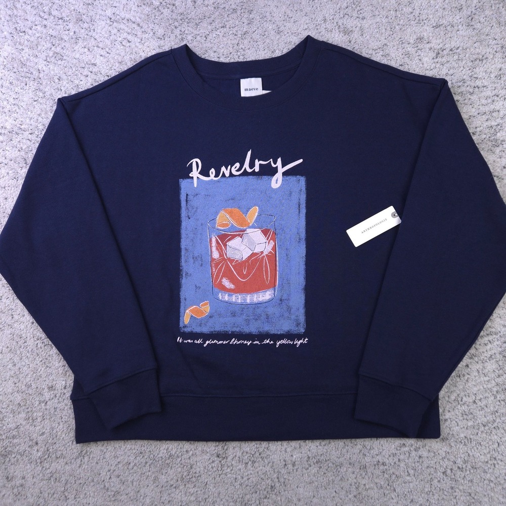 Maeve Anthropologie Sweatshirt Womens Small Graphic Pullover Cocktail Fleece NWT